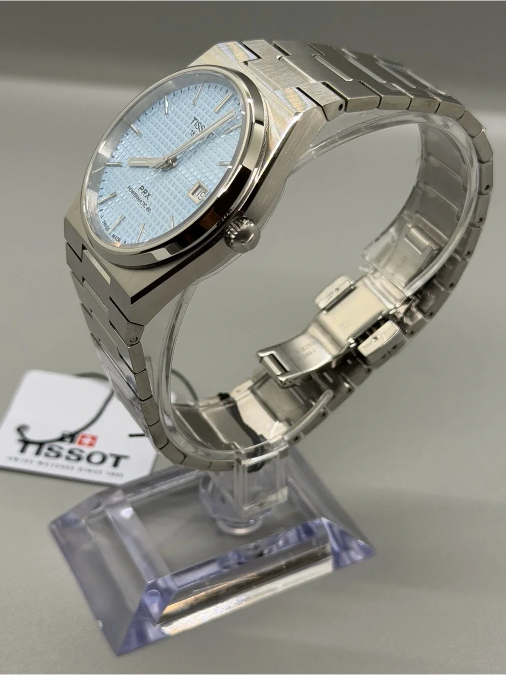 Tissot PRX Powermatic 80 40mm Stainless Steel Watch with Light Blue Dial